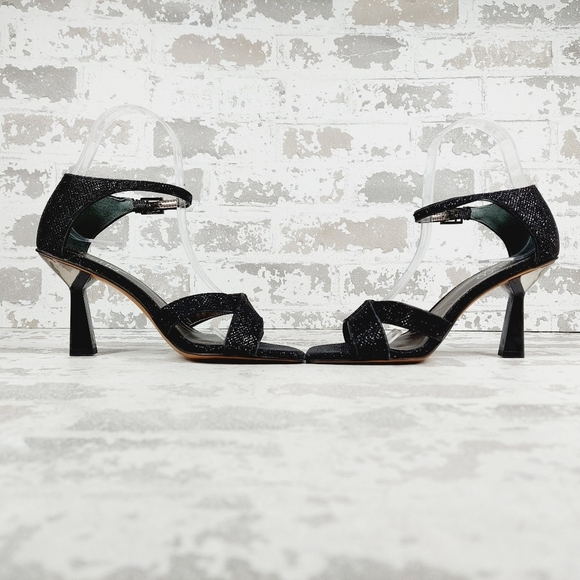 New Franco Sarto Rania 2 Black Faux Leather Stiletto Heel Sandals O707 - Picture 7 of 14